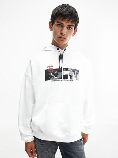 Calvin Klein Ruhák HU511154 | Calvin Klein Relaxed Organic Cotton Photo Print Férfi Kapucnis Pulóver